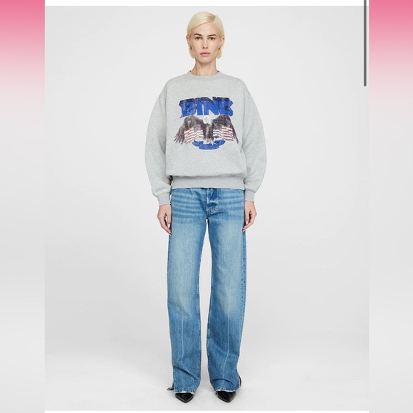Anine Bing Vintage Bing Sweatshirt Eagle Blue & Grey Size XS NEW RARE - Picture 4 of 16